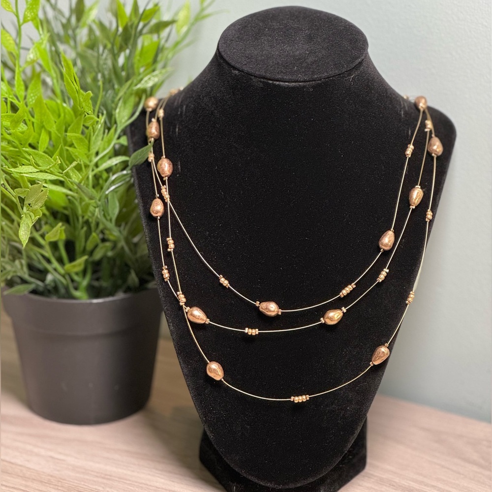 NWT Coldwater Creek Multi-layer Gold Bead Necklace